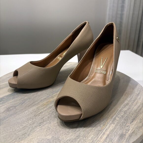 Vizzano Women's Terracota Classic Peep Toe Leather Pumps‎ Shoes Heels US Size 10 - Picture 2 of 11